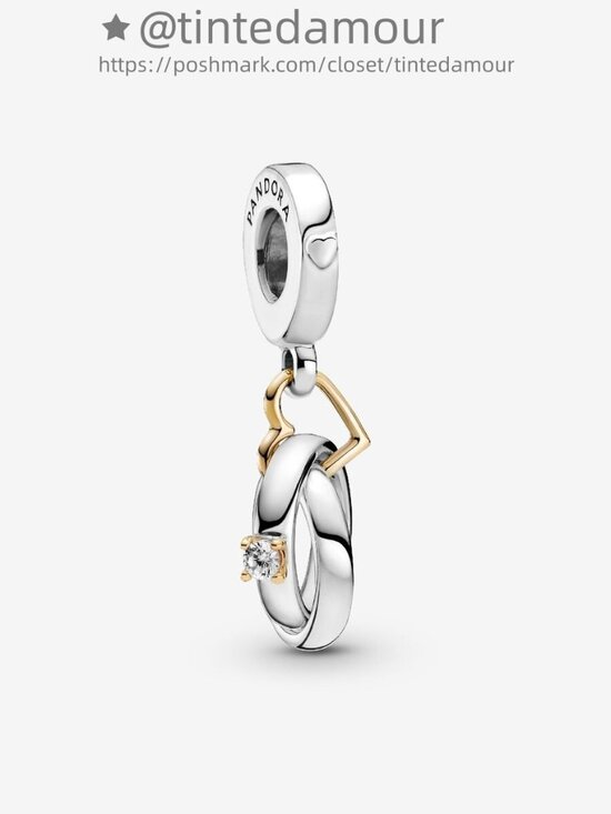 Pandora Two-tone Wedding Rings Dangle Charm|Two-tone - Picture 1 of 2